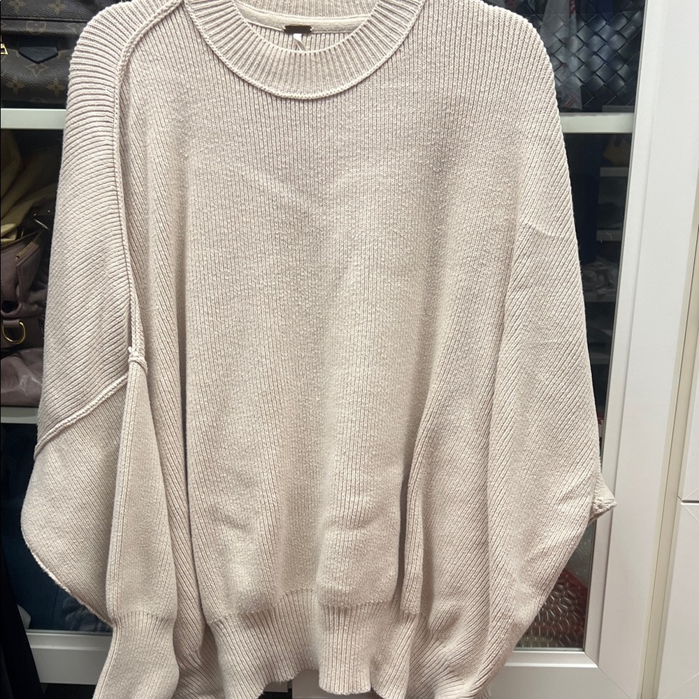Free People Cream Oversized Sweater